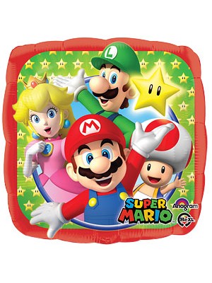 BALÃO METALIZADO QUADRADO SUPER MARIO 18"